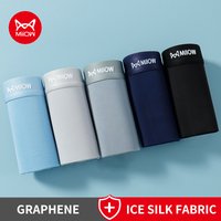 MiiOW 4Pcs Ice Silk Men's Panties Graphene Antibacterial Men Underwear Summer Thin Breathable Man Boxers Trunks Male Underpants
