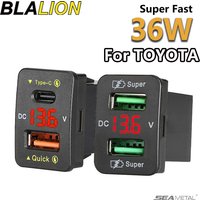 BLALION 45W 5A QC PD 3.0 USB Car Charger Auto Mobile Phone Charger Adapter Fast Charging LED Voltage Display for Toyota Series