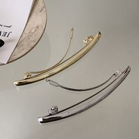 11cm One Word Hairpin Women Metal Golden Strip Long Barrettes Hair Clips Vintage Hairpins Automatic Smooth Spring Clip Hairgrip