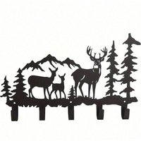 CIFbuy™ Metal Iron 5-Slot Deer Wall Rack (Wall Sculpture) | Rustic Powder-Coated Storage | Halloween & Christmas Gift
