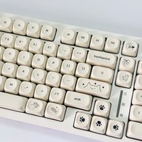 Milky Cat Hangul Keycap Moa Profile Minimalist Korean Cute Keycaps with Numpad for 60% 65% 75% TKL 96% 100% Mechanical Keyboard