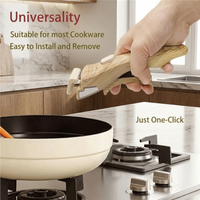 Wood Handle Removable Pot Handle Universal Anti-Scalding Detachable Frying Pan Handle Ergonomic Portable Pot Replacement Clip