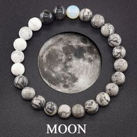 Eight Planets Bead Bracelet Men Women Natural Stone Universe Solar Syetem Earth Moon Saturn Neptune Planet Handmade Jewelry Gift