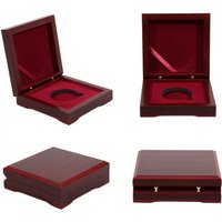 Challenge Coin Wood Presentation Box Dark Red Square with Velvet Inside for 1.65inch Coin or Awards Wooden Commemorative