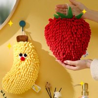 1PC Hand Towel For Kitchen And Bathroom Banana/Strawberry Shaped Hanging Washcloth Chenilles Cloths Soft Absorbent Towel