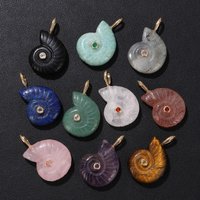 1PC Natural Stone Amazonite Pendant Cute Snail Shape Amethyst Tiger Eye Beads Shell Pendants Fit Jewelry Making Accessries