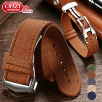 Premium Canvas Watch Band 20mm 22mm Soft Thicken Fabric Nylon Waterproof Sport for Military Men's Strap Universal Folding Buckle