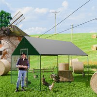 Large Outdoor Metal Chicken Coop Walk-in Poultry Run Cage,Hen Duck Goose House with Water Resistant Cover for Backyard