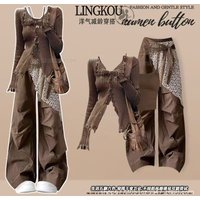 Bohemian Vintage Tassel Knit Sweater with Hollowed Out Casual Two-piece Set Elegant Women's Pants Set