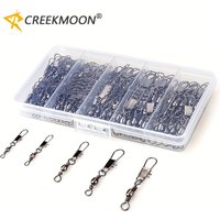 100Pcs/Lot 4#6#8#10#12# Swivels Mix Fishing Connector Snap Pin Rolling Lure Swivel Hook Carabiner Connectors Tackle Accessories