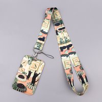 Cute Black Cat Credential Holder Lanyards for Key Cartoon Neck Strap For Card Badge Gym Keychain Keyring Accessories