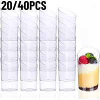 20/40PCS Disposable Dessert Cup Plastic Cup Tilted Circular Tasting Sample Birthday Wedding Appetizer Afternoon Tea Party