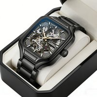 2026 New Top Brands Automatic Mechanical Men Watch Black Stainless Steel Fashion Casual Business Skeleton Male Wristwatch
