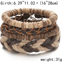 Vintage Multi-layer Feather Moon Leather Braid Bracelets Bangles For Men Handmade Geometric Star Rope Wrap Bracelet Jewelry Gift