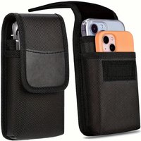 Under 7.5 Inch Universal Waist Phone Bag Nylon Dual Pocket Cell Phone Belt Pouch Case Men's Outdoor for Iphone 16 15 Samsung S23
