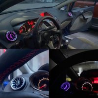 2PCS LED Front Dashboard AC Air Condition Vent Outlet Turbo Interior Trim For Ford Fiesta 2009 2010 2011 2012 2013 2014