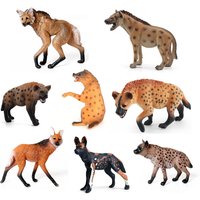 Realistic Plastic Wildlife Hyena,Maned Wolf,African Wild Dog Toy Hand Painted Figurine for Collection Science Educational Prop