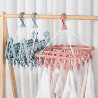 32-Clips Swivel Wind-Proof Clothes Hanger Dryer Underwear Hanger for Hats and gloves Sock Underwear Bra Laundry Accessories