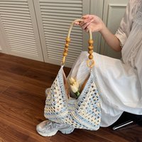 Casual Hollow Out Straw Woven Bag Beach Handbag Tote Bag Bohemian Beach Bag Bucket Bag Large Capacity Hollow Shoulder Bag Travel