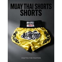 Classic Yellow Boxing Trunks Durable Satin Polyester Muay Thai Shorts for Adults Kids Elastic Waist Combat Fight Sports Shorts