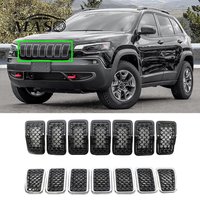 7 sztuk ABS Mesh przedni grill wkładka osłona kratki tapicerka 6AZ88DX8AB dla Jeep Cherokee 2019 2020 2021 2022