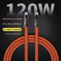 Silicone Type-C Data Cable 120W 6A Super Fast Charge Type C 180 ° Rotating Elbow 1M 2M USB Cords For iPhone USB C Charger Cable
