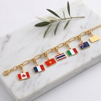 Fashion Gold Color Square Flags DIY Making Charms Pendant For Women Men Stainless Steel Neckalce Accessories Flags Jewelry