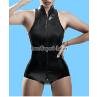 Lady's Latex Bodysuit Front Zip Leotard Woman Latex Swimsuit Halloween Cosplay Wear