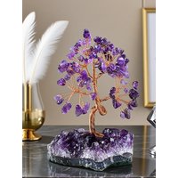 AliExpress AierCrystal Amethyst Healing Crystals Tree Wrapped with Wire on Natural Crystal Gravel with Base Stone Decoration for Home Desk Living Room