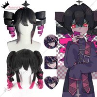 cos*Anime Dark Teto Cosplay Wig Pink Gradient Double Drill Ponytails High Heat Resistant Halloween Character Roleplay Wig