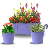 qwTrendi Set of 3 Hanging Plant Pots, Flower Planters with Detachable Hook for Balcony Fence, Garden, Home Decor, Indoor/Outdoor Wall Planters for Railings & Fencese