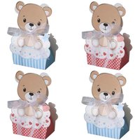 12PCS Pink Blue bear Favor Boxes kid's Birthday Party Gift Boxes Animal Baby Shower Party Supplies