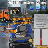 360 Rotating Sewer Inspection Camera- 512Hz Self-Leveling Sewer Camera with Meter Counter , IP68 Waterproof Endoscope Camera