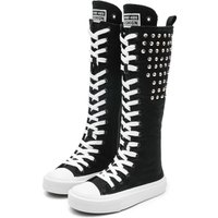 Fashionable soft soled breathable high tube children's canvas shoes, checkered boys' and girls' boots, lace up cloth shoes, chil