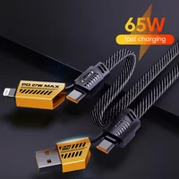 Fast Charging Cable 4 In 1 USB For Samsung S24 Xiaomi Huawei iPhone 15 Mobile Phone 65W USB Type C Charger Tablet Charging Cable