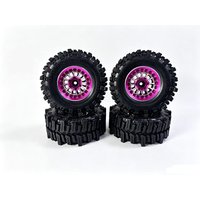 4pcs Aluminum Alloy 1.3 Inch Beadlock Wheel Rim Tire For 1/24 Fms24 Axial Scx24 1/18 Traxxas Trx4m Trx4-m Rc Crawler Car Tire