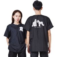 Pet Grooming Clothing Waterproof Work Clothes For Pet Stores Short Sleeve Tops Anti Hair And Anti-static Pet Groomer Smock Y0519