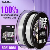 ZUKIBO 2024 New Leader-Line 100% Pure Fluorocarbon Sink Fishing Lines 100M 50M Fishing Line Carbon Fishing Tackle Pesca Fishing