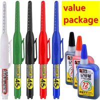 1-12 PCS 45mm Tip Waterproof Long Head Marker Pen Quick-Dry Ink for Woodworking Construction, Deep Hole White Black Red Blue