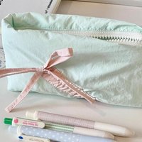 Large Capacity Cosmetic Bag Sweet Fashion Pencil Case For Student Cute Korean Bow Pencil Pouch Storage Bag School Supplies