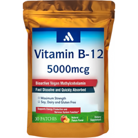 30 Patches Vitamin B12 5000mcg Transdermal Patches, W/Vitamins B2, B6 - Supports Energy Production, Brain Function & Metabolism