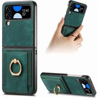 Ring Holder Cards Solt Leather Wallet Case for Samsung Galaxy Z Flip 7 FE 6 5 4 5G Flip5 Bag Magnetic Purse Stand Phone Cover