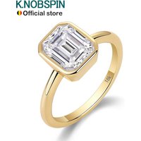 KNOBSPIN GRA Certified 2CT Emerald Moissanite Rings for Women 18k White Gold Jewelry Sterling Silver s925 Wedding Diamond Ring