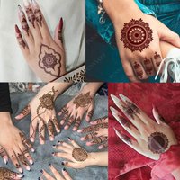1 Sheet Brown Henna Tattoos for Women Flower Mandala Mehndi Sticker for Hand Waterproof Fake Hena Tatoo
