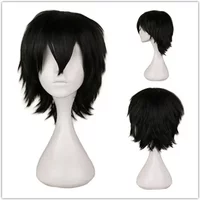 QQXCAIW Male Wig Black White Purple blonde Red Short Hair Cosplay Anime Costume Halloween Wigs Synthetic Hair With Bangs For Men