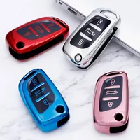 New Soft TPU 3 Button Car Fold Key Case Full Cover for Peugeot Citroen C1 C2 C3 C4 C5 DS3 DS4 DS5 DS6 Auto Key Shell Accessories