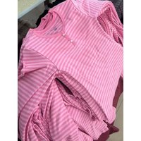 Pink Striped Slim Long Sleeve Tees Women Spring Casual Cotton O-neck Tshirt New Tops Clothes Sweet Cute Vintage T-shirts Y2K
