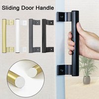 Aluminium Alloy Punch-free Furniture Cabinet Handle Sliding Barn Door Handle Pull And Flush Hardware Set Wood Door Drawer Handle