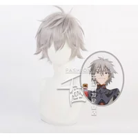 Anime Eva Nagisa Kaworu Cosplay Wig Silver Gray Short Hair Upwarping Heat Resistant Synthetic Halloween Party Accessories Props