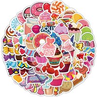 100PCS Cartoon Lollipop Donut Waterproof Stickers for Helmet Bicycle Hand Account Pencil Case Decals